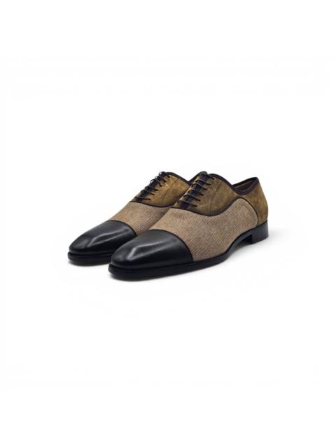 Christian Louboutin Greggo Leather Mix Media Oxford Shoes Brown EU 43 US 10