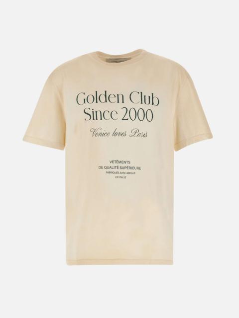 Golden Goose Cotton T Shirt With Destroyed Details And Logo Print