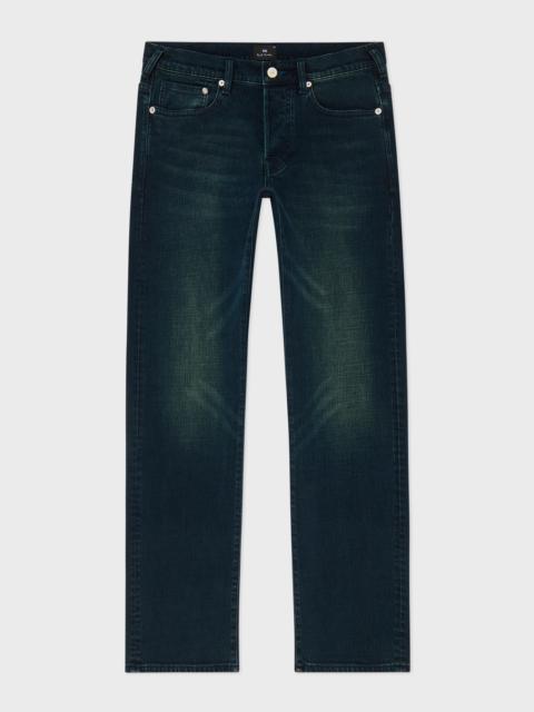 Paul Smith Standard-Fit 'Crosshatch Stretch' Blue Over-Dye Jeans