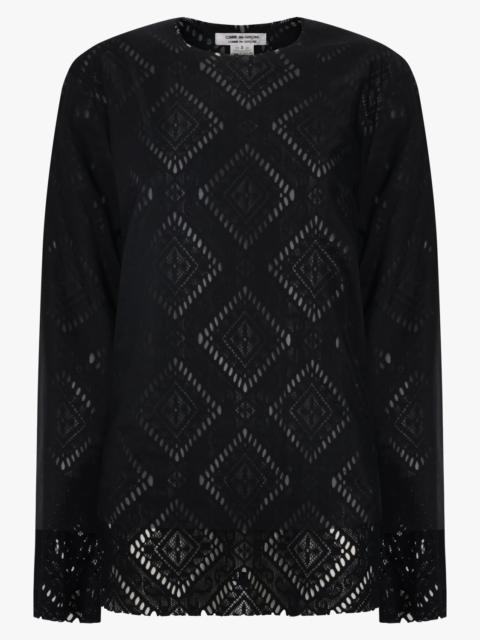 Comme Des Garçons LAYERED L/S SHEER X LACE TOP | BLACK