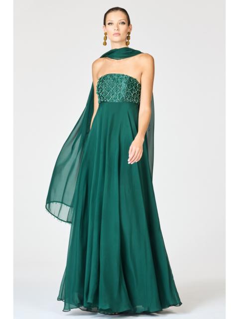 SACHIN & BABI EMBELLISHED MONACO GOWN - FOREST GREEN