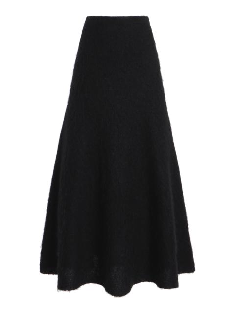 ZANKOV Zander Brushed Mohair-Blend Midi Skirt black