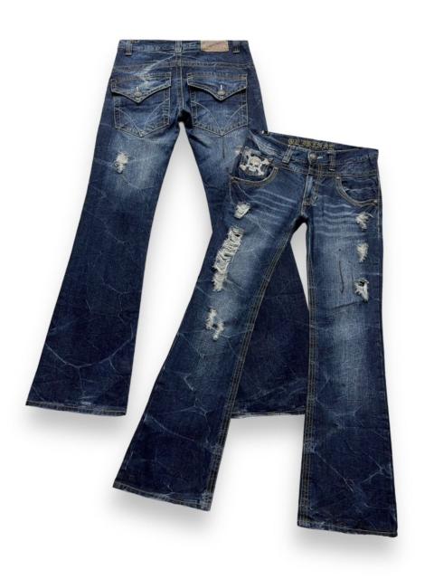 Other Designers Japanese Brand - FYE FLARE🔥Skull Embroidery Distressed Ripped Denim Pants