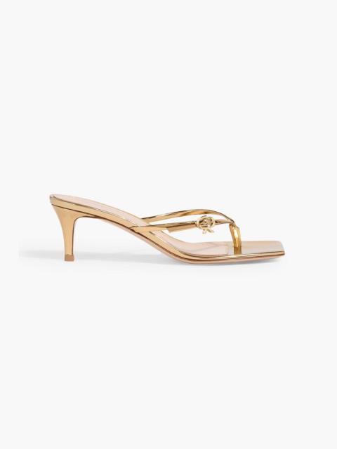 Gianvito Rossi Ribbon Thong mirrored-leather mules