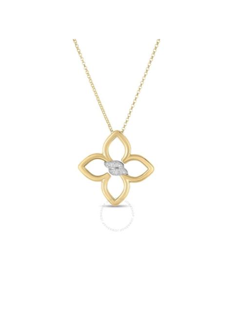 ROBERTO COIN Roberto Coin Cialoma Medium Diamond Flower Necklace In Yellow And White Gold - 8883409AJ17X
