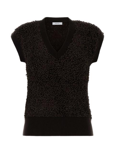 FERRAGAMO Salvatore Ferragamo Women Dark Brown Boucle Vest