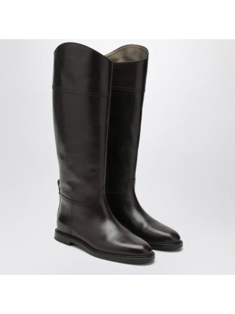 Brunello Cucinelli Brunello Cucinelli Brown Leather Boots With Shiny Detail Women