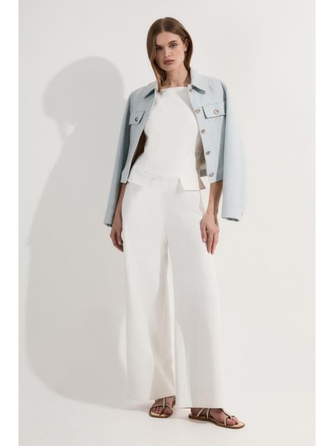 KAREN MILLEN Compact Stretch Stab Stitch Square Neck Tailored Wide Leg Jumpsuit