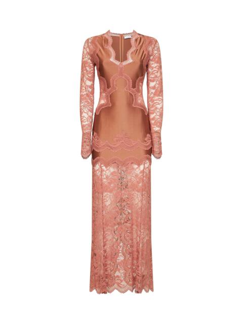 rabanne Rabanne Women New Caramel Jersey And Lace Midi Dress