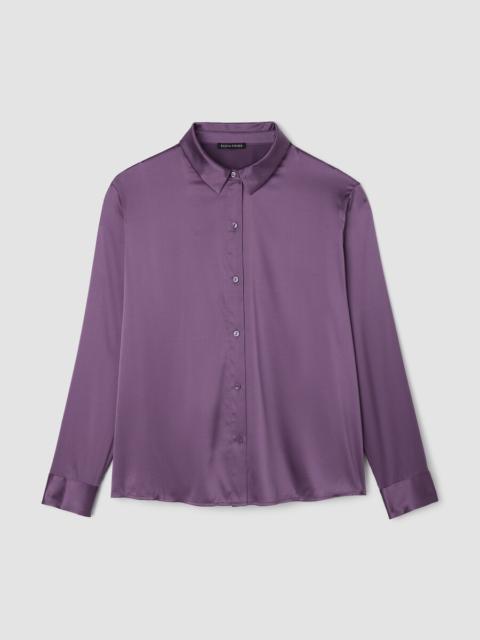 EILEEN FISHER Stretch Silk Charmeuse Classic Collar Shirt