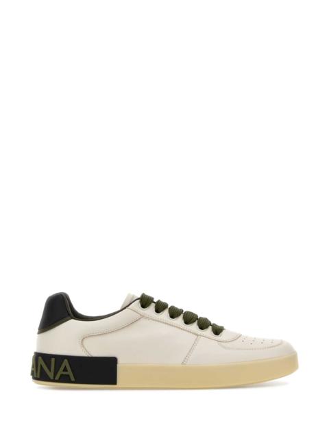 Dolce & Gabbana Dolce & Gabbana Men Ivory Leather Portofino Sneakers