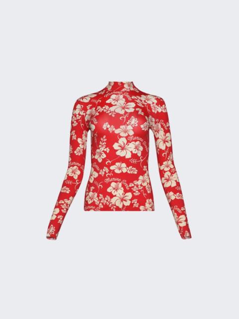 Marine Serre High Neck Top Red Floral
