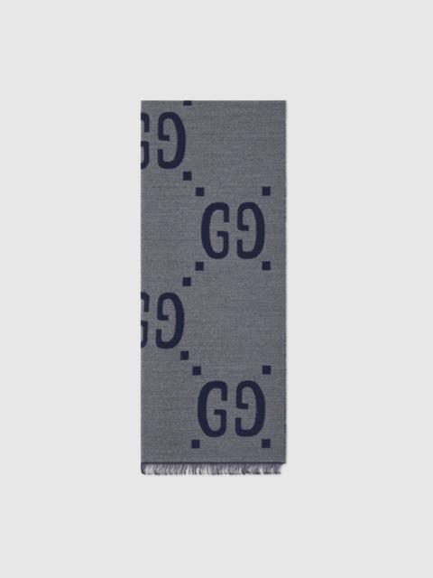 GUCCI GG jacquard wool silk scarf