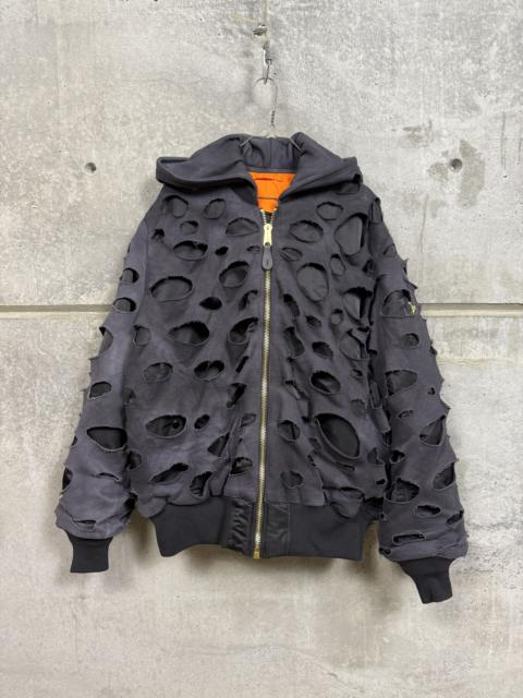 ALPHA INDUSTRIES Sample Ripped Distressed MA-1 Hooded Bomber Jacket