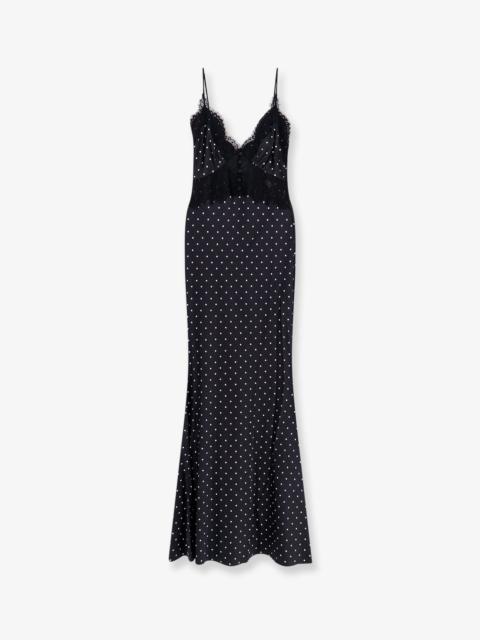 self-portrait Self-Portrait Polka-Dots Satin Long Dress Black and White