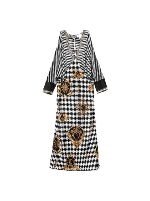 plunge-neck draped maxi dress