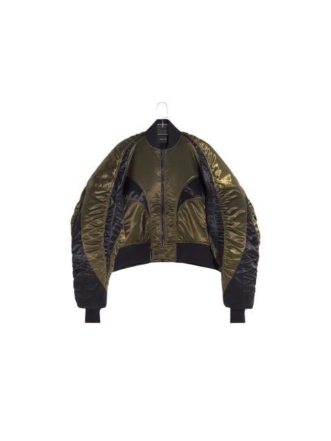 MUGLER SATIN BOMBER JACKET (MILITARY/BLACK)