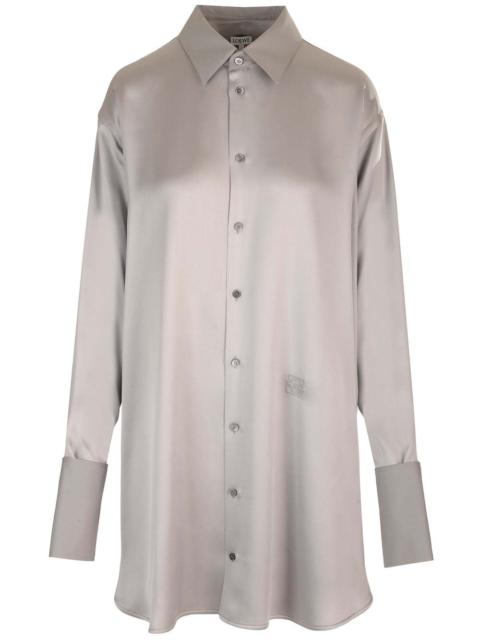 Loewe Unstructured Silk Shirtdress Dresses Grey