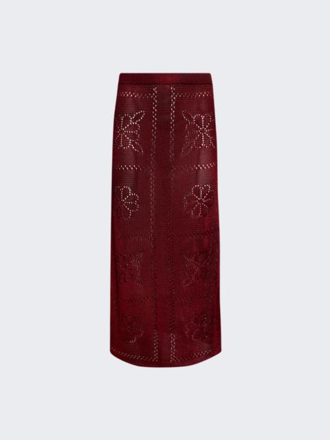 CALLE DEL MAR Floral Tile Skirt Oxblood Red