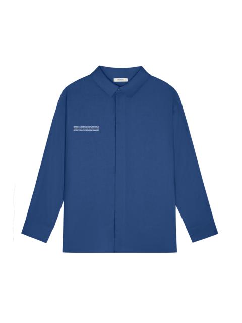 Womens DNA Linen Collared Long Sleeve Shirt - Lapis Blue