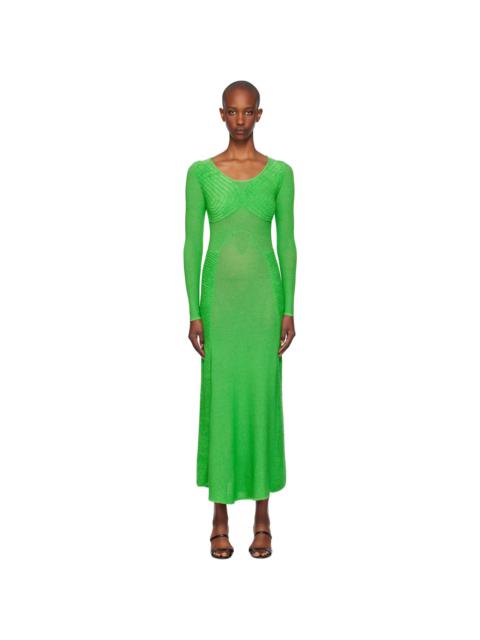 ISA BOULDER Green Sweetheart Long Sleeve Maxi Dress