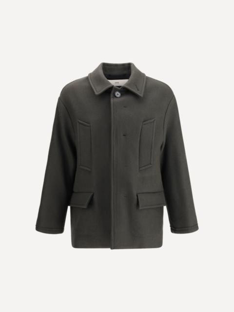 AMI Paris Oversized Wool Gabardine Peacoat