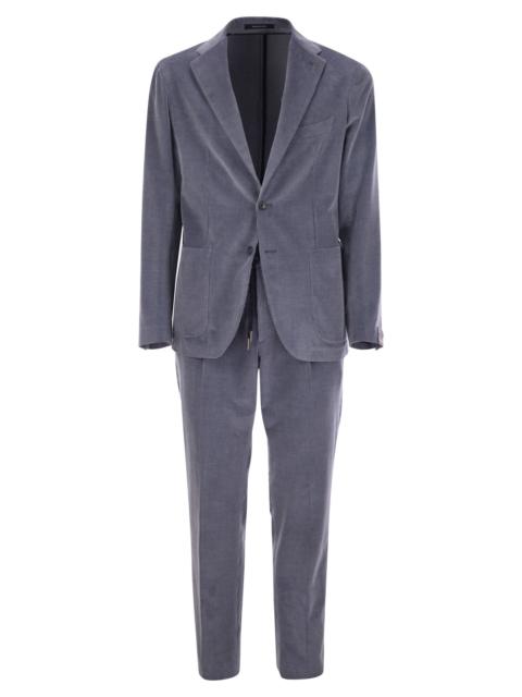 Other Designers Tagliatore Men Ribbed Cotton And Cashmere Suit