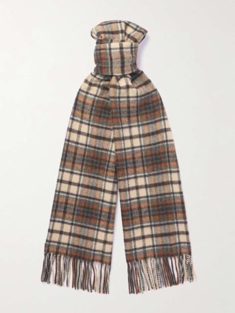 Fringed Checked Cashmere Scarf