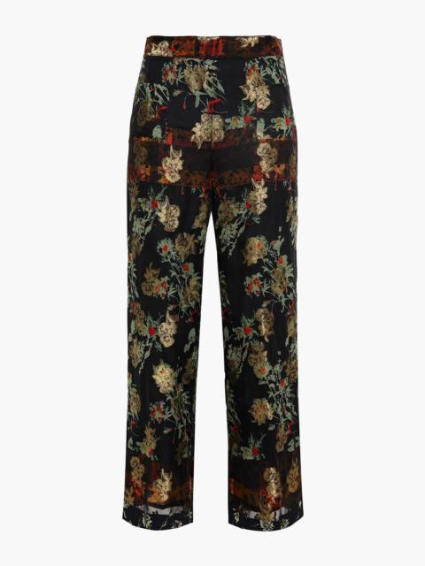 Etro Metallic floral-print fil coupé silk-blend wide-leg pants