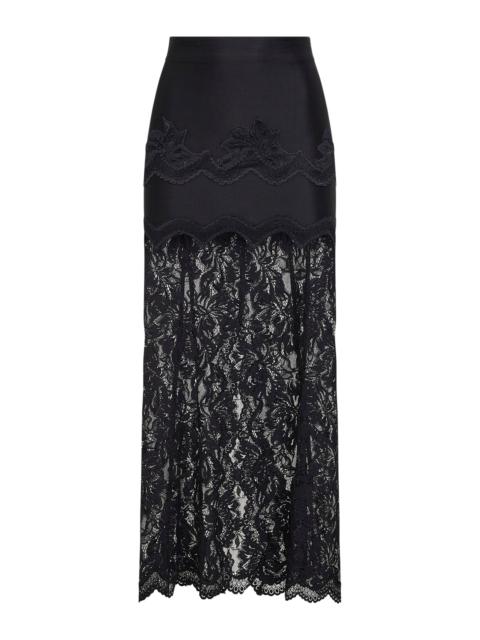 rabanne Rabanne Women Black Viscose Jersey And Lace Midi Skirt