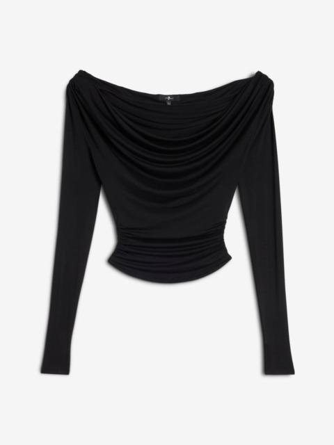 7 For All Mankind Long Sleeve Draped Top in Black