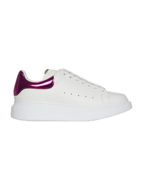 White Sneakers With Platform And Metallic Fuchsia Heel Tab In Leather Woman Alexander Mcqueen