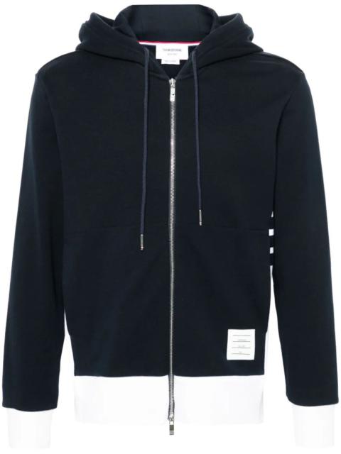Thom Browne Zip Up Hoodie With Engineered 4 Bar In Color Blocked Solid