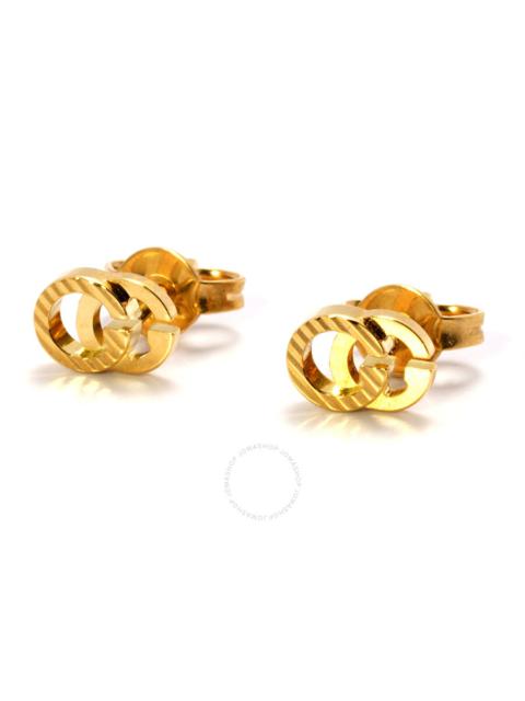 GUCCI Gucci Running GG Diagonal Motif Earrings, 18 Karat Yellow Gold