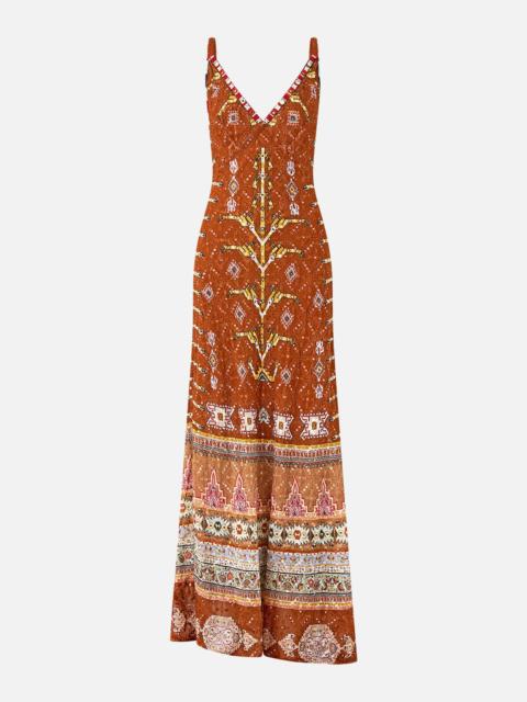 CAMILLA V-NECK FULL LENGTH BIAS SLIP DRESS