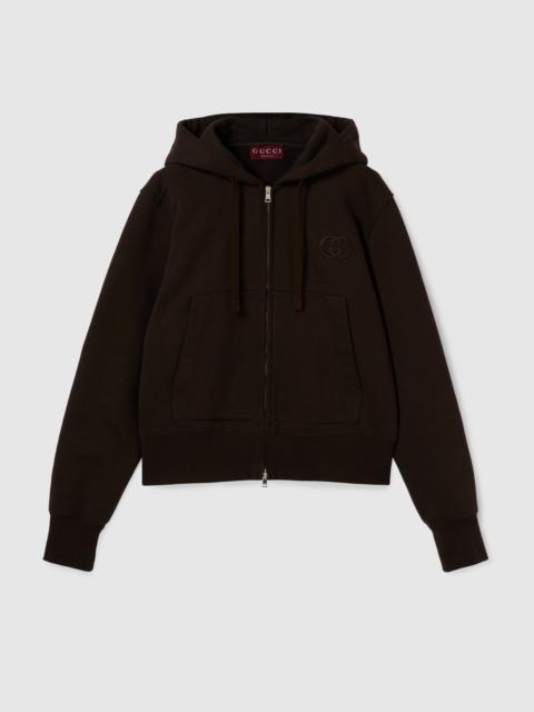 GUCCI Brushed cotton jersey zip sweatshirt