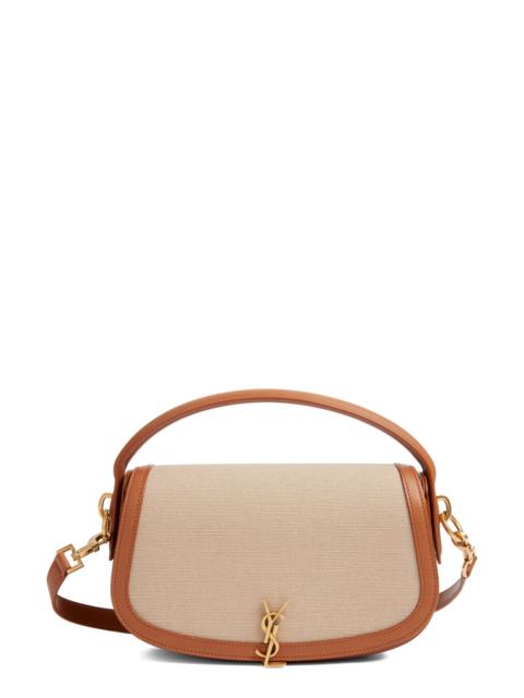 SAINT LAURENT Saint Laurent Mini Voltaire Canvas Shoulder Bag in Desert Dust/Brick at Nordstrom