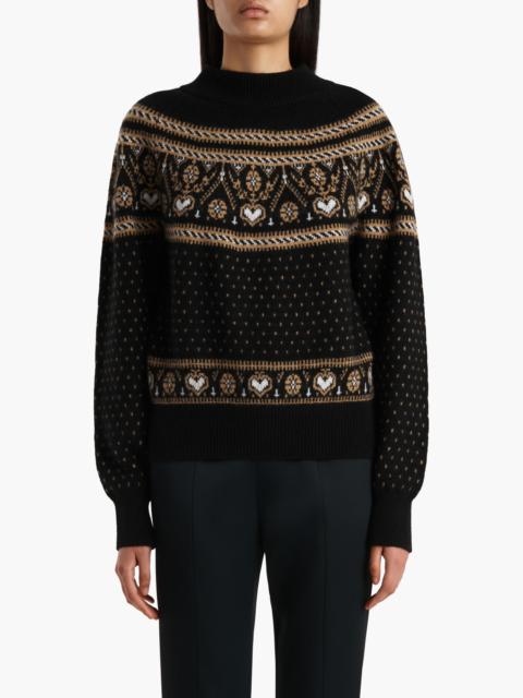 KHAITE Khaite Guy Fair Isle Cashmere Sweater in Black /Camel Multi at Nordstrom