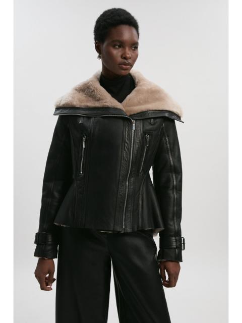 KAREN MILLEN Shearling High Low Jacket