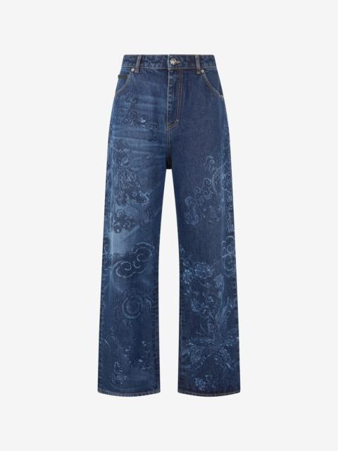 Roberto Cavalli Jeans with Dragon and Floral Motif