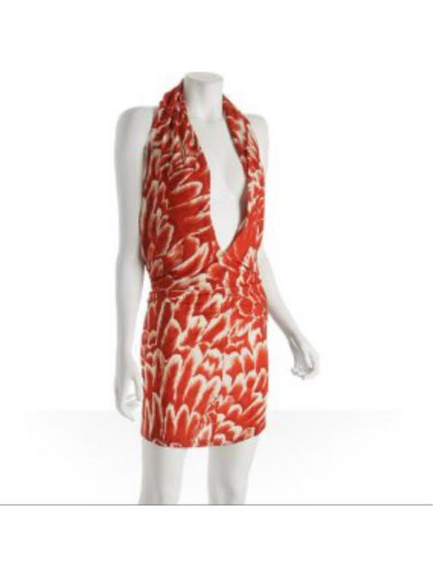 Other Designers YaYa Aflalo - Ya-Ya Scorpio Wrap Halter Dress in Orange