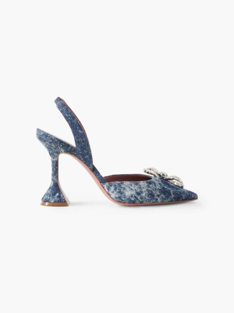 Amina Muaddi Rosie crystal-embellished denim slingback pumps