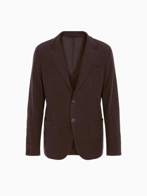 GIORGIO ARMANI Upton line single-breasted jacket in pure linen canvas