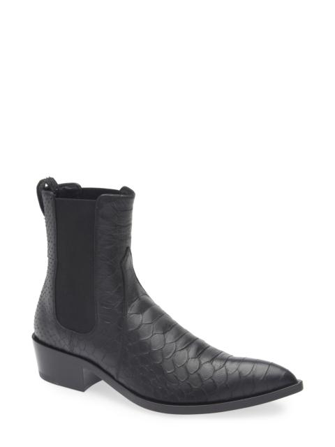 TOM FORD TOM FORD Matt Snakeskin Embossed Pointed Toe Chelsea Boot in 1N001 Black at Nordstrom