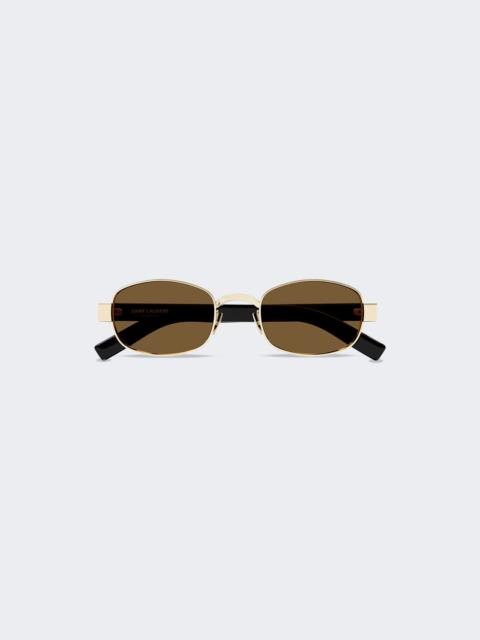 SAINT LAURENT Rectangular Sunglasses Shiny Light Gold