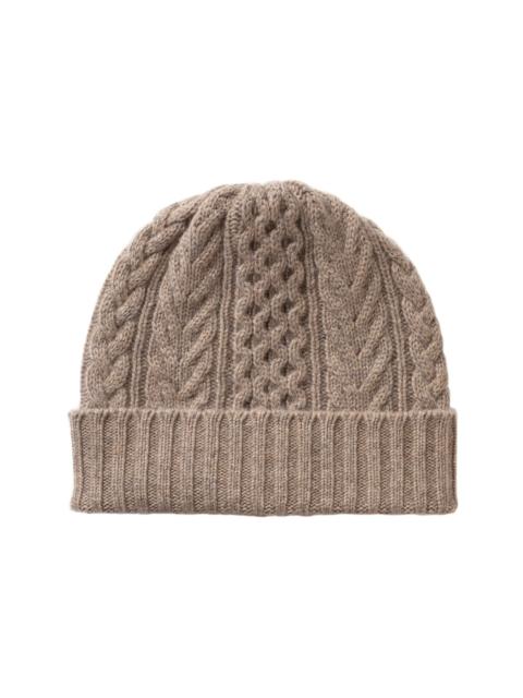 Johnstons of Elgin Aran Cable Brown Cashmere Beanie