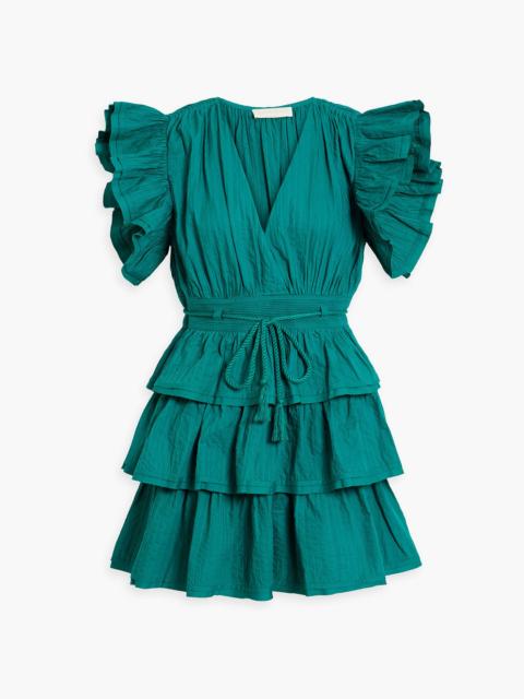 ULLA JOHNSON Camilla tiered pintucked cotton-poplin mini dress