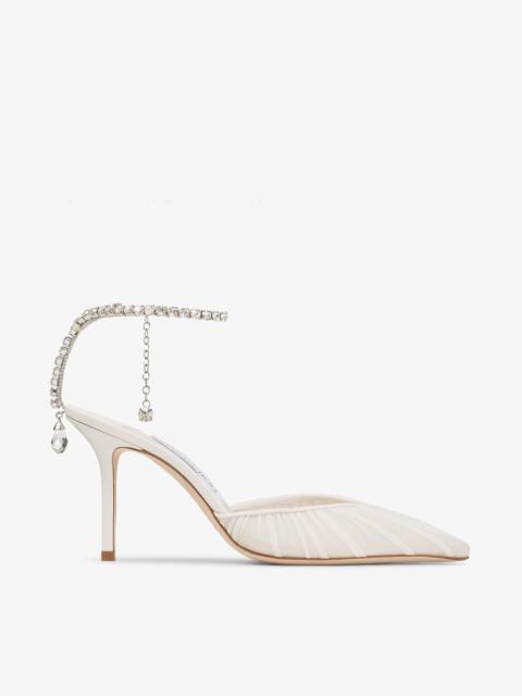 JIMMY CHOO Saeda 85
Ivory Tulle Crystal Pumps