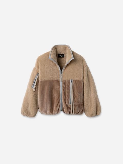 UGG ® Women's Marlene Sherpa Jacket II Faux Fur/Fleece Tops in Sandstone/Ice Jam