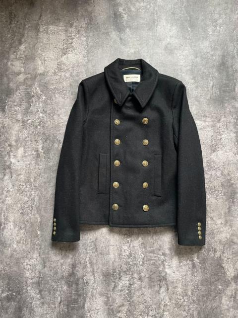 SAINT LAURENT Saint Laurent Black Wool Double-Breasted Anchor Button Jacket